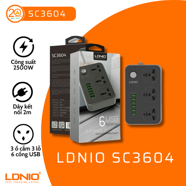 Ổ Cắm Điện Đa Năng LDNIO SC3604 (Đen)