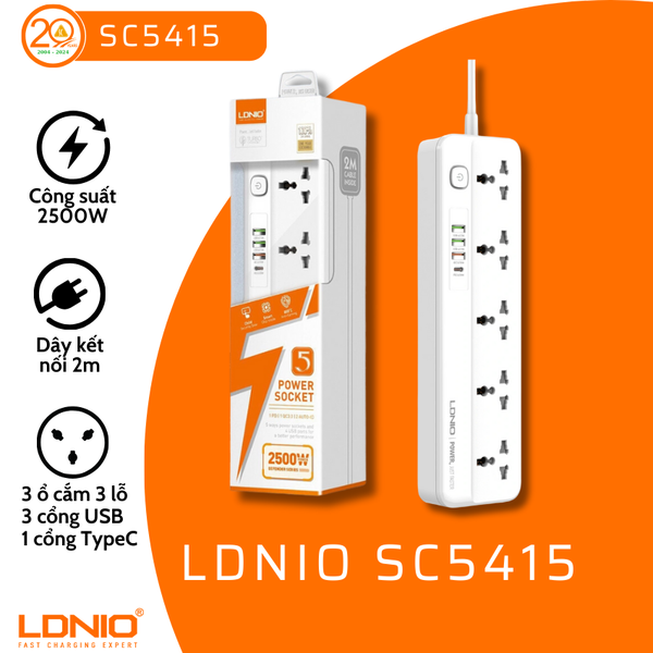 Ổ Cắm Điện Đa Năng LDNIO SC5415 (Trắng)