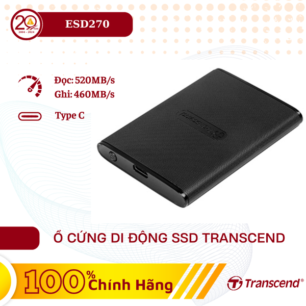 Ổ Cứng di Động SSD Transcend ESD270C, USB 3.1 Gen 2, Type-C