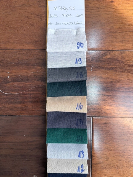 bảng màu vải nỉ tici