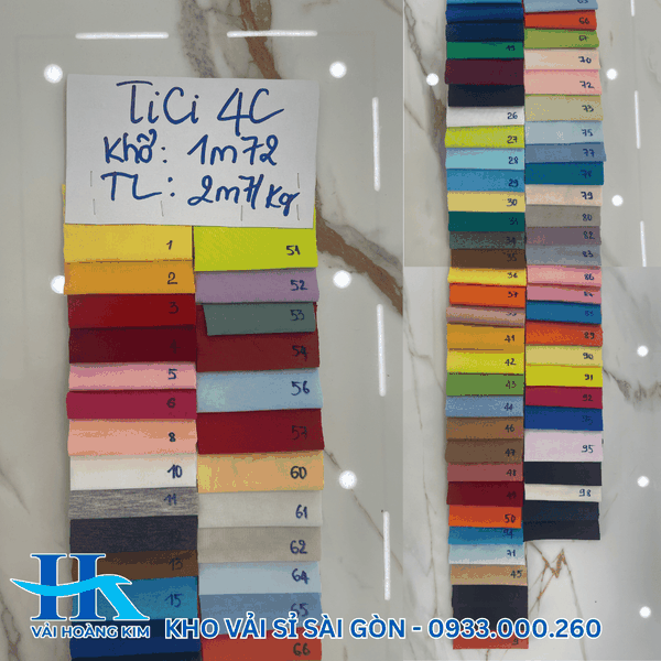 Bảng màu vải tici có sẵn
