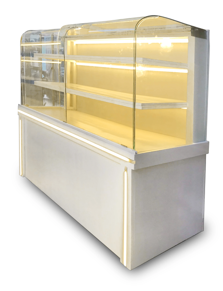 Hình ảnh thực tế của tủ trưng bày bánh kem kính cong ShinKai SK-TTB3