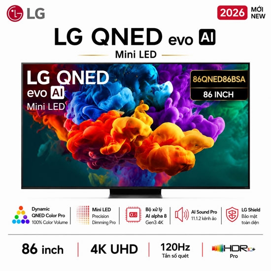 Smart Tivi QNED LG AI 4K 86 inch 86QNED86BSA