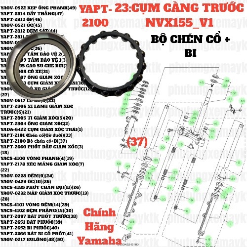 [NVX155_V1][23:CỤM CÀNG TRƯỚC] YAPT-2100-NVX155_V1-Bộ chén cổ+Bi-[Yamaha] (37)