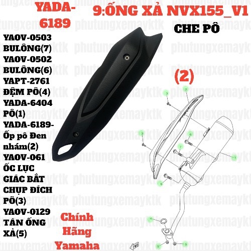 [NVX155_V1][9:ỐNG XẢ] YADA-6189-Ốp pô NVX(16-19), NVX155_V1-Đen nhám-Phụ tùng phụ kiện xe máy CPCH-[Yamaha] (2)