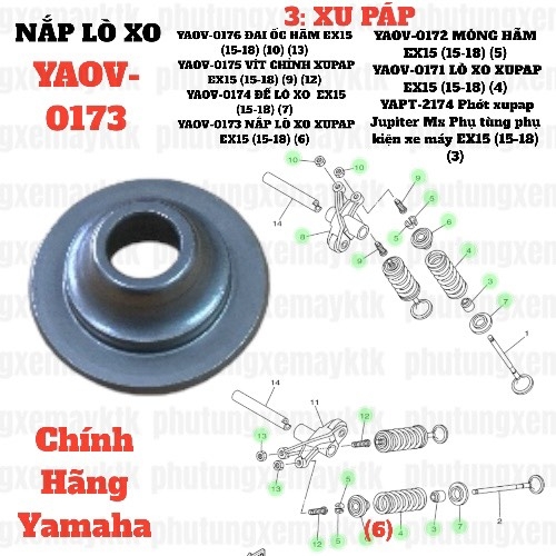 [EX15][3:XU PÁP] YAOV-0173 NẮP LÒ XO XUPAP  EX15 (15-18) (6)-[Yamaha]