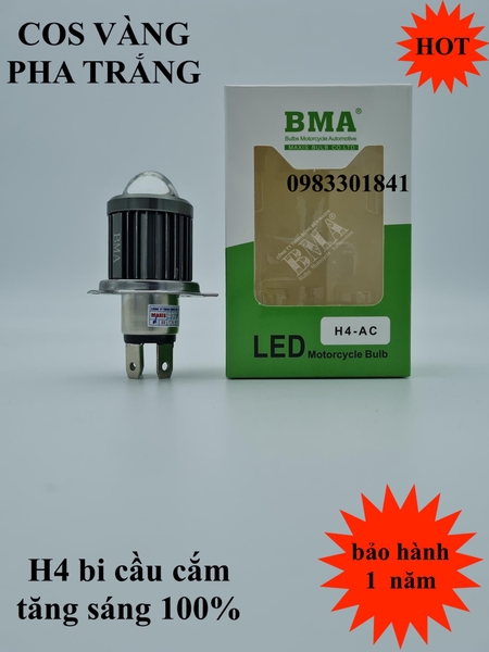 [Chính hãng led BMA] LED H4 CẮM TRỰC TIẾP - BI CẦU COS VÀNG PHA TRẮNG