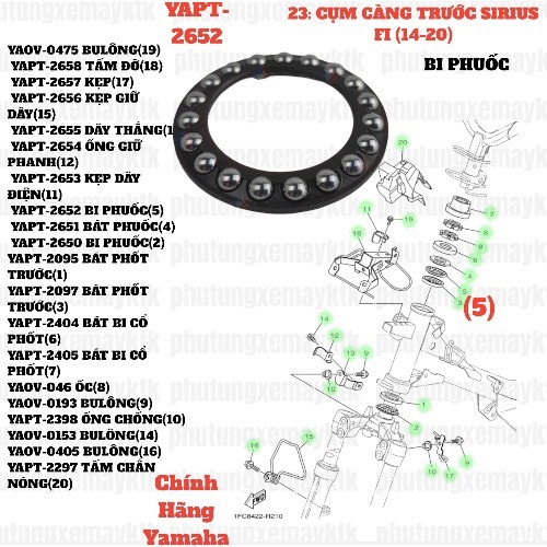 [SIR][23:CỤM CÀNG TRƯỚC] YAPT-2652 BI PHUỐC SIRIUS-FI(14-20) (5) [Yamaha], NVX155_V1 [23:(40)]
