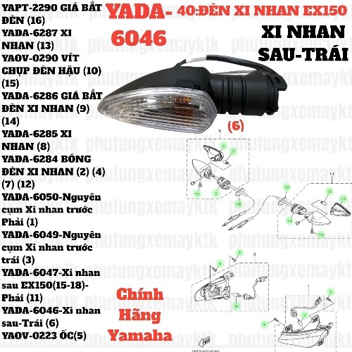 [EX15][40:ĐÈN XI NHAN]YADA-6046-Xi nhan sau-EX150(15-18)-Trái (6)-[Yamaha]