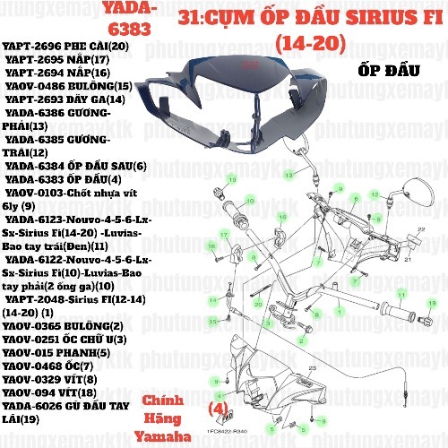 [SIR][31:CỤM ỐP ĐẦU] YADA-6383 ỐP ĐẦU SIRIUS-FI(14-20) (4) [Yamaha]