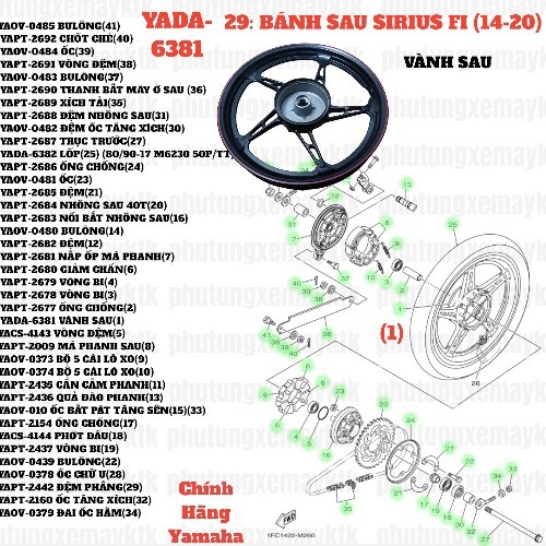 [SIR][29:BÁNH SAU] YADA-6381 VÀNH SAU SIRIUS-FI(14-20) (1) [Yamaha]