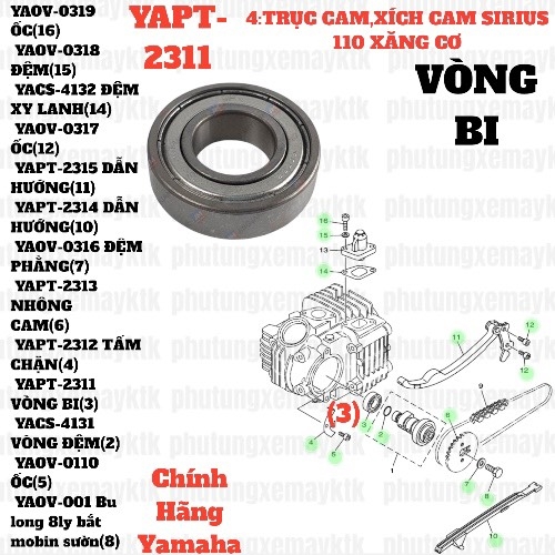 [SIRC][4:TRỤC CAM, XÍCH CAM] YAPT-2311 VÒNG BI SIRIUS RC-T110LE (3)-[Yamaha]
