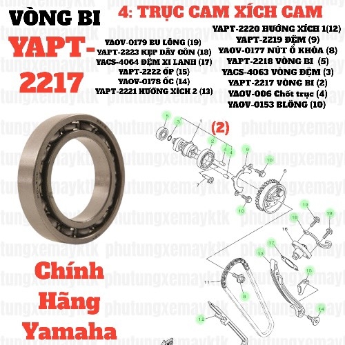 [EX15][4:TRỤC CAM, XÍCH CAM] YAPT-2217 VÒNG BI EX15 (15-18) (2)-[Yamaha]