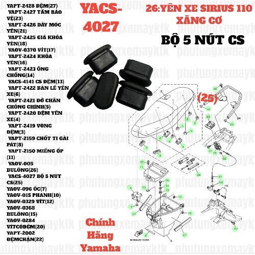 [SIRC][26:YÊN XE] YACS-4027 BỘ 5 NÚT CS SIRIUS RC-T110LE (25)-[Yamaha]