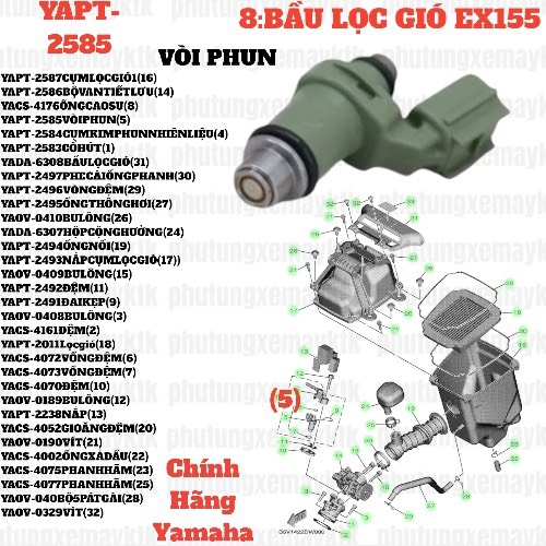 [EX155][8:BẦU LỌC GIÓ] YAPT-2585 VÒI PHUN EX155(2022)-[Yamaha] (5)