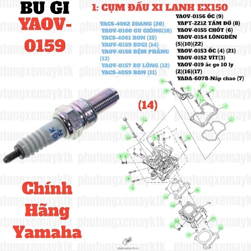 [EX15][1:CỤM ĐẦU XI LANH] YAOV-0159 BU GI -EX150 (14)-[Yamaha]