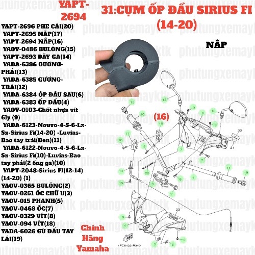 [SIR][31:CỤM ỐP ĐẦU] YAPT-2694 NẮP SIRIUS-FI(14-20) (16) [Yamaha]