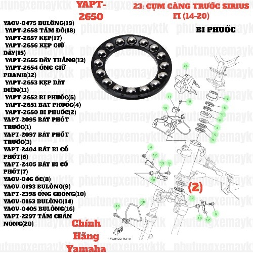 [SIR][23:CỤM CÀNG TRƯỚC] YAPT-2650 BI PHUỐC SIRIUS-FI(14-20) (2) [Yamaha]