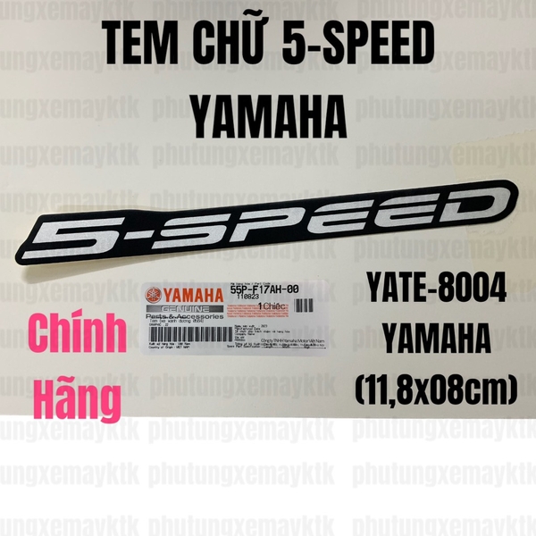 YATE-8004-Tem dán chữ 5-SPEED(11,8x0,8cm)-[Yamaha]