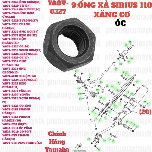 [SIRC][9:ỐNG XẢ] YAOV-0327 ỐC SIRIUS RC-T110LE (20)-[Yamaha]