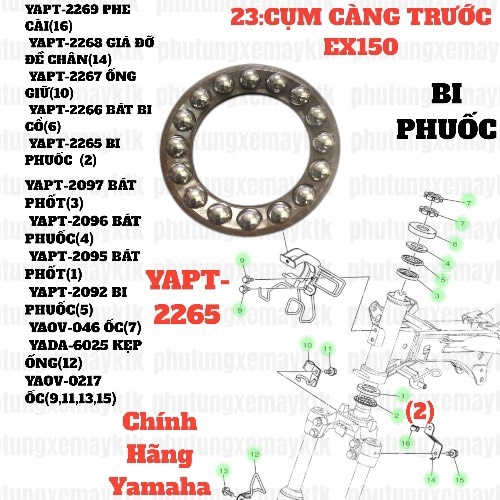 [EX15][23:CỤM CÀNG TRƯỚC] YAPT-2265 BI PHUỐC EX15 (15-18) (2)-[Yamaha], EX155 [23:CỤM(2)]