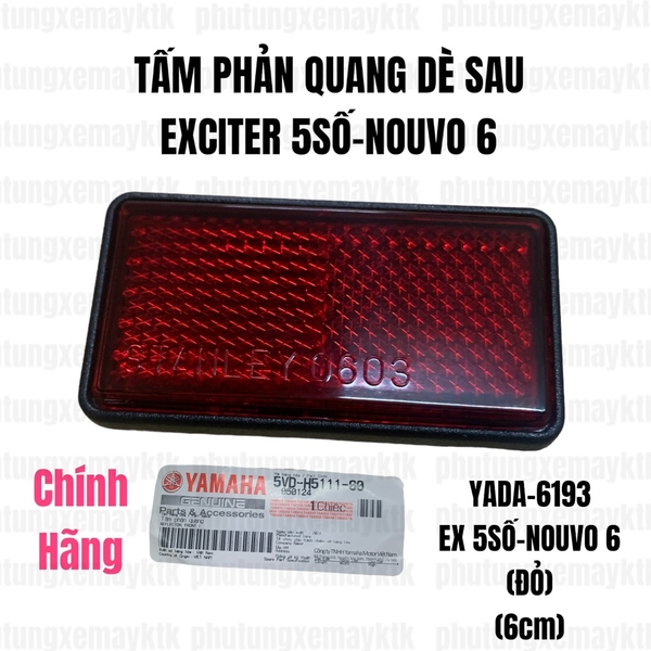 [Chính Hãng Yamaha] YADA-6193-Tấm phản quang dè sau biển số Ex 5số-Nouvo 6 Phụ tùng phụ kiện xe máy