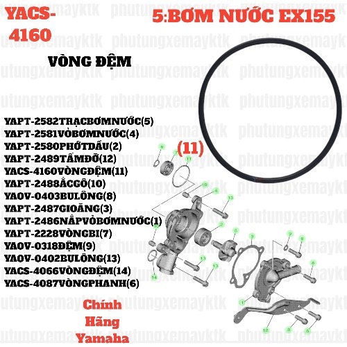 [EX155][5:BƠM NƯỚC] YACS-4160 VÒNG ĐỆM EX155(2022) (11)-[Yamaha]
