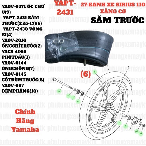 [SIRC][27:BÁNH TRƯỚC] YAPT-2431 SĂM TRƯỚC(2.25-17) SIRIUS RC-T110LE (6)-[Yamaha]