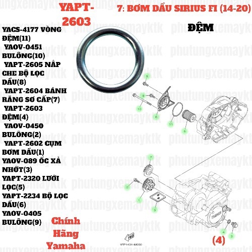 [SIR][7:BƠM DẦU] YAPT-2603 ĐỆM SIRIUS-FI(14-20) (4)