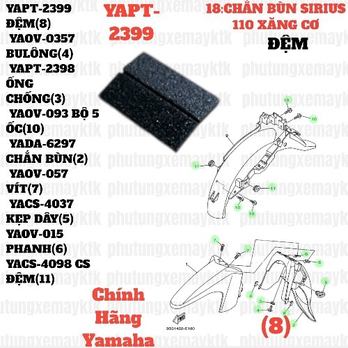 [SIRC][18:CHẮN BÙN] YAPT-2399 ĐỆM SIRIUS RC-T110LE (8) [21:ỐP(17)]-[Yamaha]