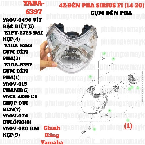 [SIR][42:ĐÈN PHA] YADA-6397 CỤM ĐÈN PHA SIRIUS-FI(14-20) (1) [Yamaha]