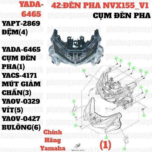 [NVX155_V1][42:ĐÈN PHA] YADA-6465 CỤM ĐÈN PHA NVX155_V1 (1) [Yamaha]