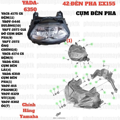 [EX155][42:ĐÈN PHA] YADA-6350 CỤM ĐÈN PHA EX155(2022)-[Yamaha] (1)