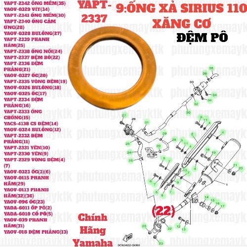 [SIRC][9:ỐNG XẢ] YAPT-2337 ĐỆM BÔ SIRIUS RC-T110LE (22)-[Yamaha]