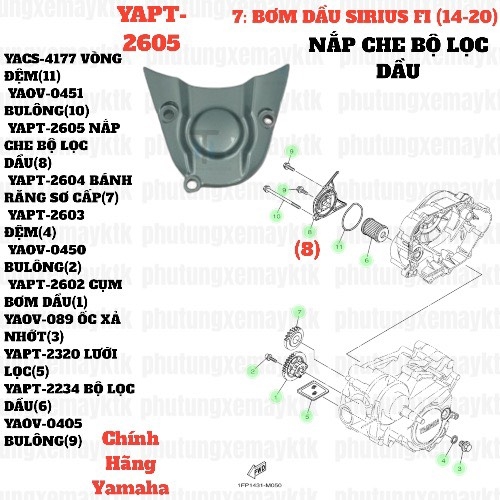 [SIR][7:BƠM DẦU] YAPT-2605 NẮP CHE BỘ LỌC DẦU SIRIUS-FI(14-20) (8)