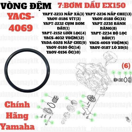 [EX15][7:BƠM DẦU] YACS-4069 VÒNG ĐỆM EX15 (15-18) (6). EX155 [7:BƠM(6)]