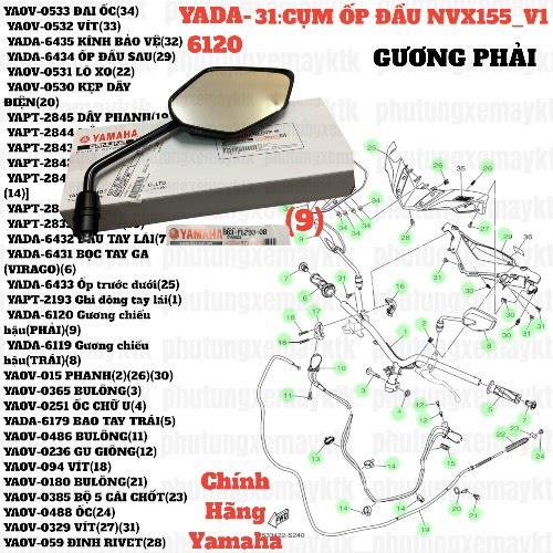 [NVX155_V1][31:CỤM ỐP ĐẦU] YADA-6120-NVX(17-20) Gương chiếu hậu(PHẢI).-[Yamaha]_gch-spm, NVX155_V1 (9) gch-spm