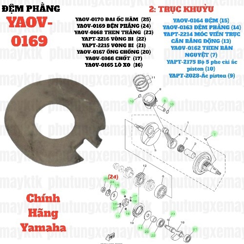 [EX15][2:TRỤC KHUỶU] YAOV-0169 ĐỆM PHẰNG EX15 (15-18) (24)-[Yamaha]