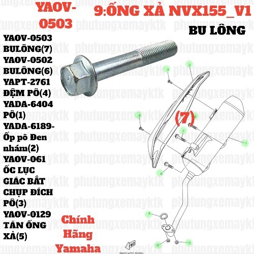 [NVX155_V1][9:ỐNG XẢ] YAOV-0503 BULÔNG NVX155_V1 (7)