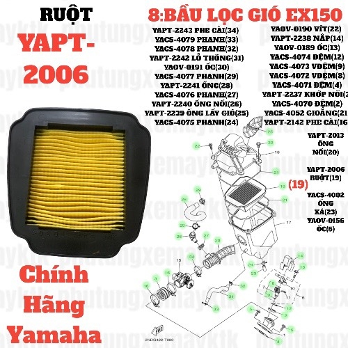 [EX15][8:BẦU LỌC GIÓ] YAPT-2006 RUỘT LỌC GIÓ EX150 (15-18) (19)-[Yamaha]_yaspm lg-ya
