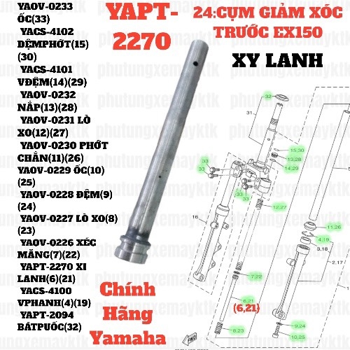 [EX15][24:CỤM GIẢM XÓC TRƯỚC] YAPT-2270 XY LANH GIẢM XÓC TRƯỚC EX15 (15-18) (6) (21)-[Yamaha]