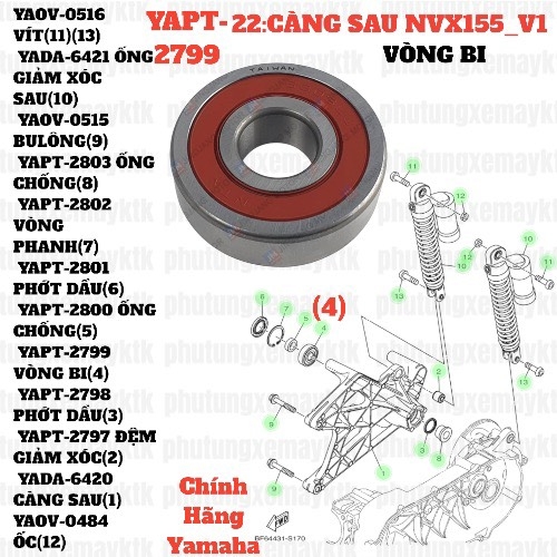 [NVX155_V1][22:CÀNG SAU] YAPT-2799 VÒNG BI NVX155_V1 (4)