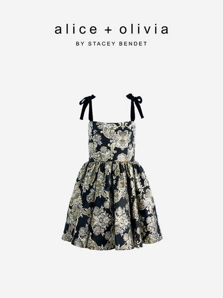 Váy Alice+ Olivia 2 dây họa tiết hoa bling Metis Casual