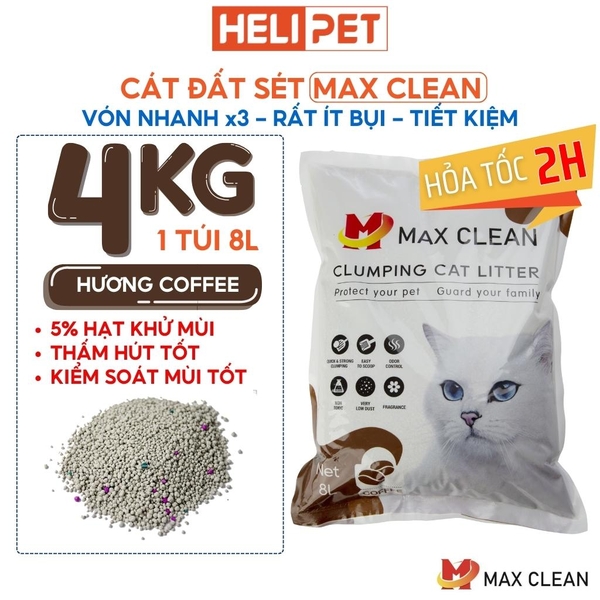 Cát đất sét Max Clean - Hương Cafe - Siêu vón, ít bụi