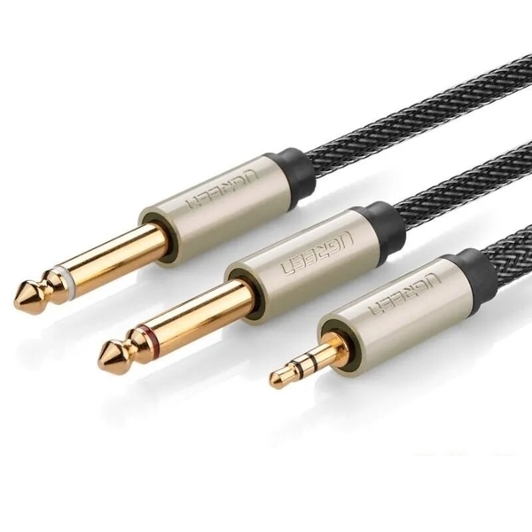 Cáp audio (âm thanh) 3.5mm ra 2 đầu 6.5mm dài 2M mạ vàng (AV126) Ugreen 10615