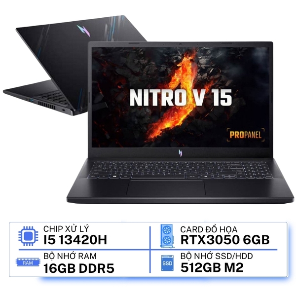 Laptop Acer Nitro V 15 ProPanel ANV15-51-56D5 (i5-13420H/ GeForce RTX™ 3050/ 16GB/ 512GB/ Windows 11)
