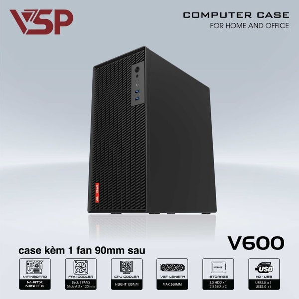 Case Văn Phòng V600 - Đen