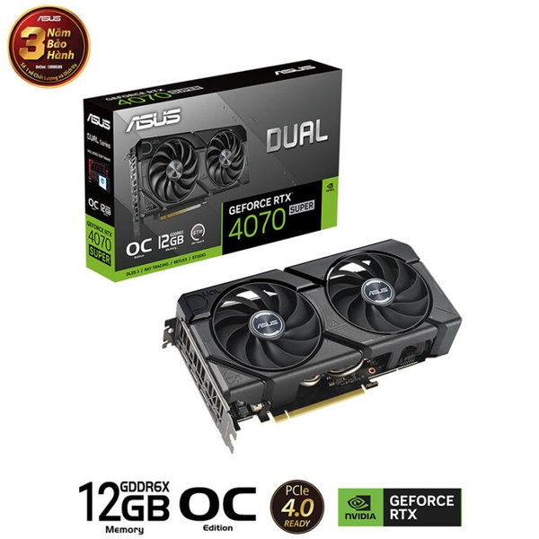 Card màn hình ASUS Dual GeForce RTX 4070 SUPER EVO 12GB GDDR6X (DUAL-RTX4070S-12G-EVO)