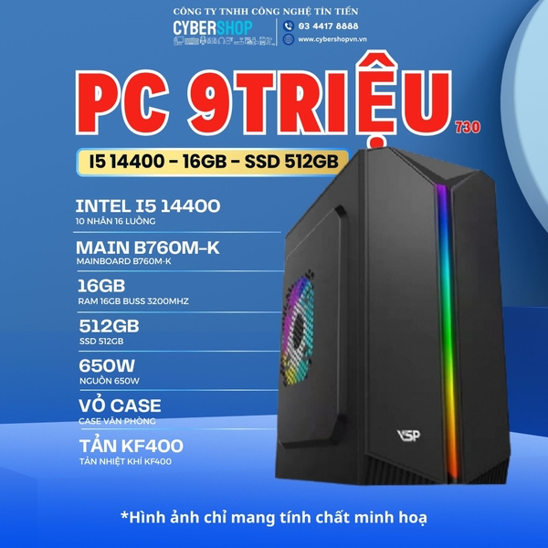 Máy tính văn phòng 9 Triệu ( I5 14400 | 16GB | 512GB SSD )