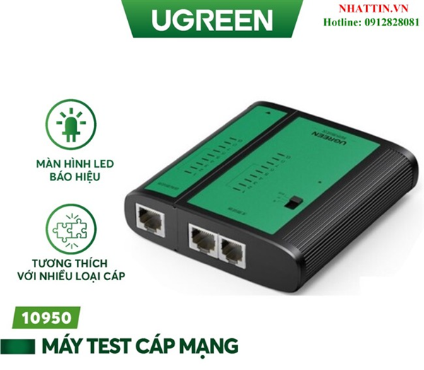 Bộ Test cáp mạng Ugreen 10950, thích hợp cho cáp mạng RJ45,RJ11/12 (NW167) Ugreen 10950